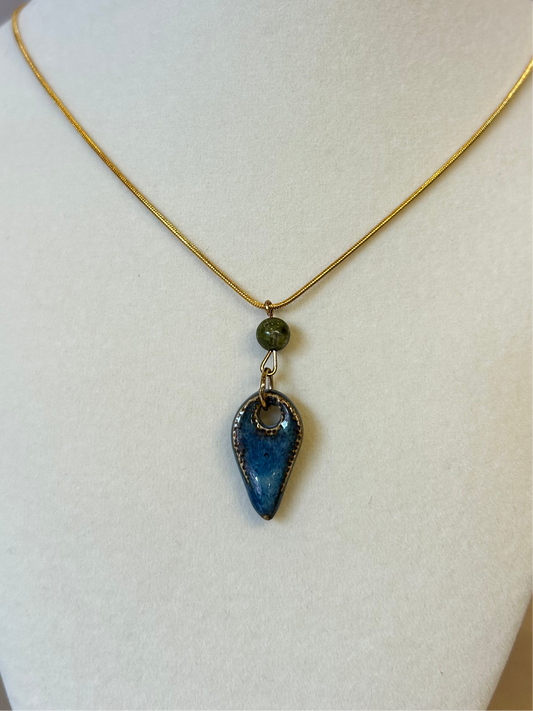 Green Bead Tooth Pendant