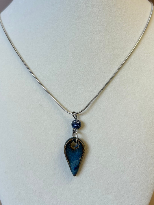 Blue Bead Tooth Pendant