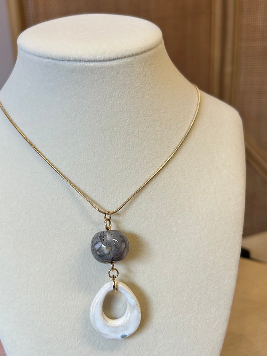 Sea Glass circle with Glass Bead