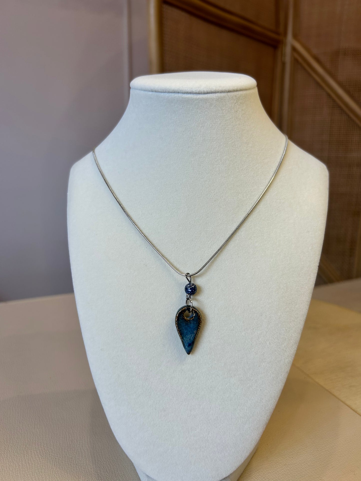 Blue Bead Tooth Pendant