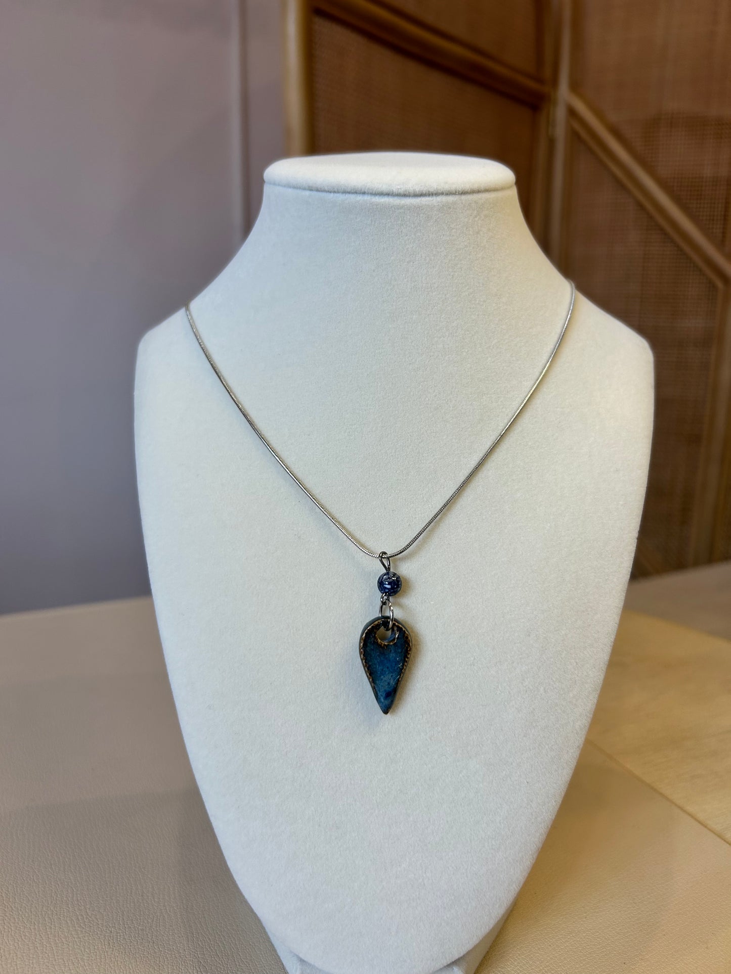 Blue Bead Tooth Pendant
