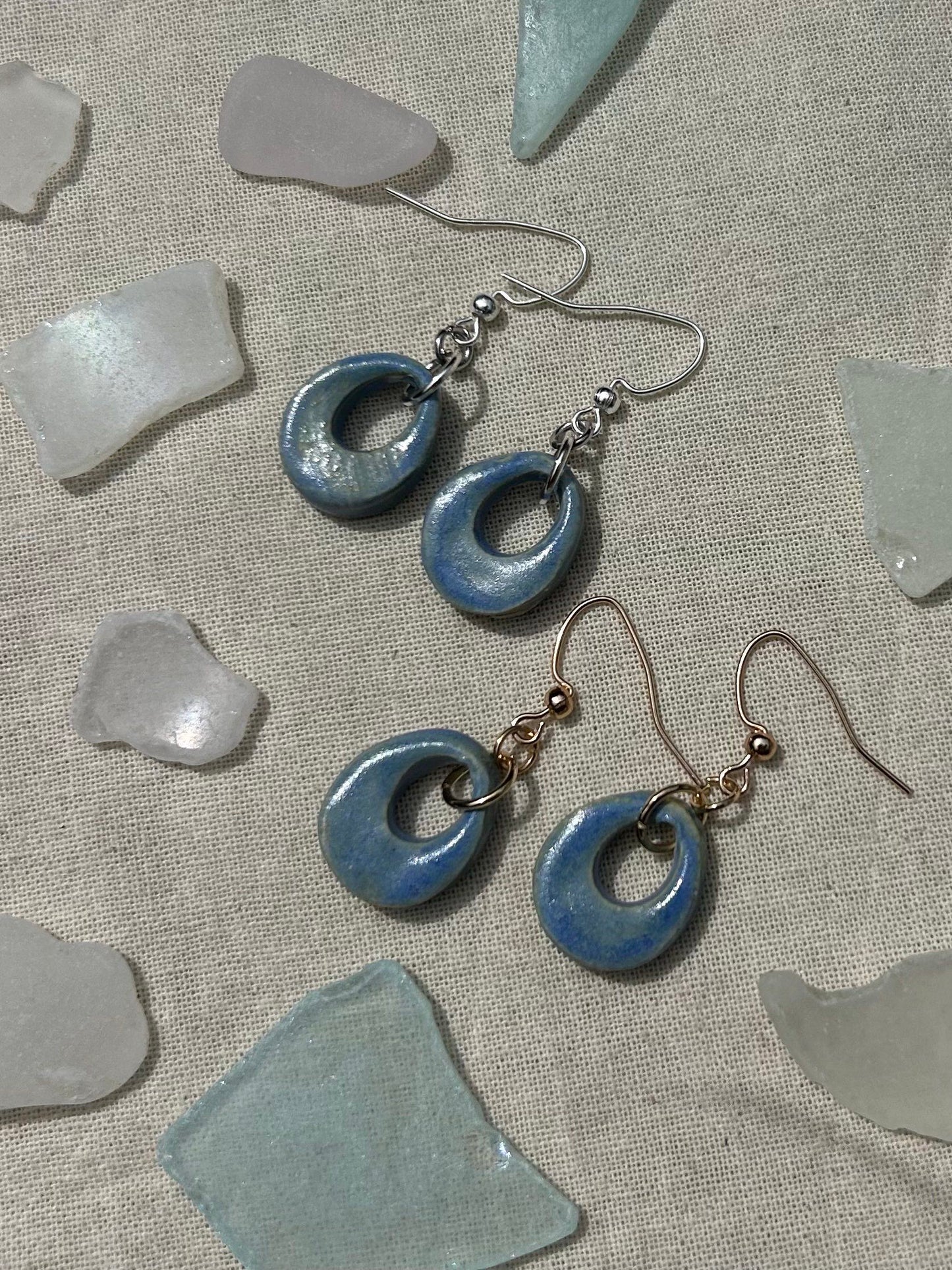 Blue Sea Glass Earrings