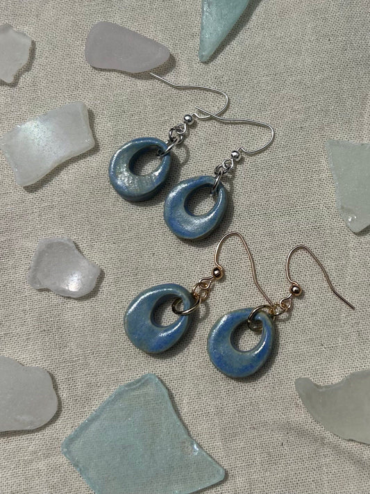 Blue Sea Glass Earrings